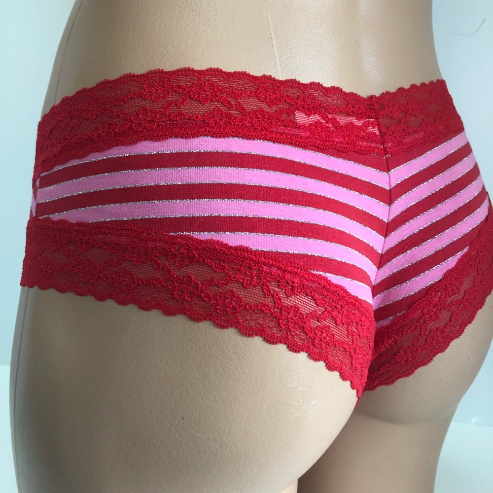 VS Bikini Panty Red Pink Lace Shorties Cotton